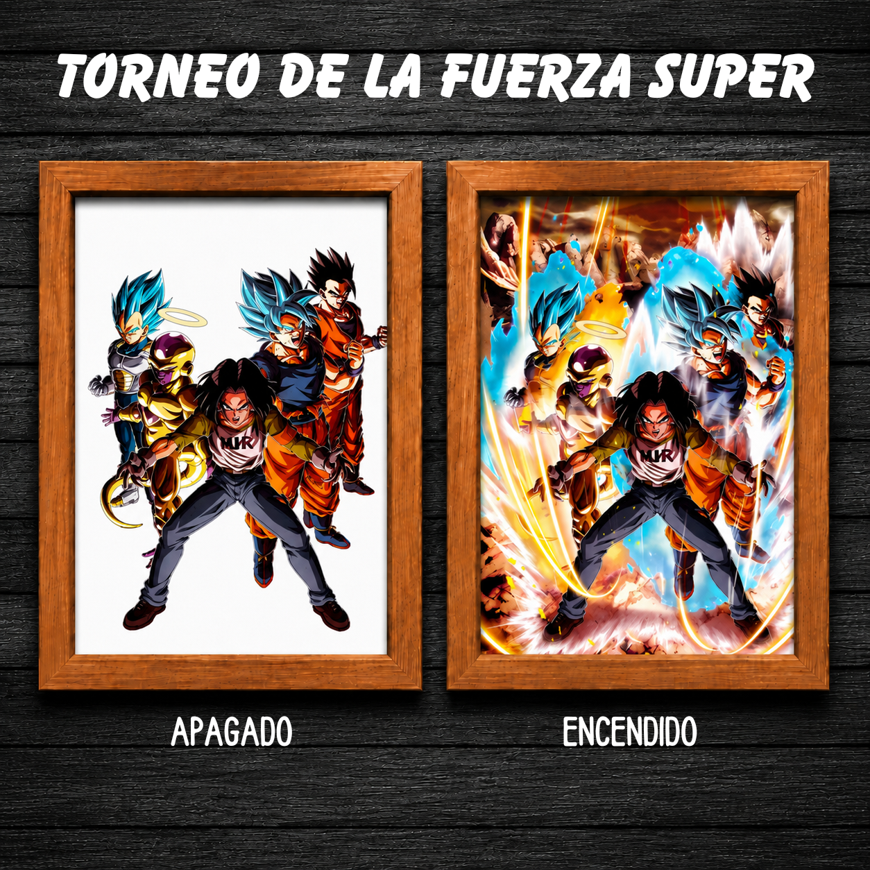 Aura Saiyan LED - Cuadro Luminoso con Efecto Transformación