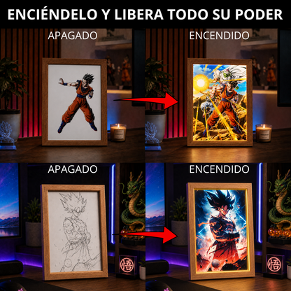 Aura Saiyan LED - Cuadro Luminoso con Efecto Transformación