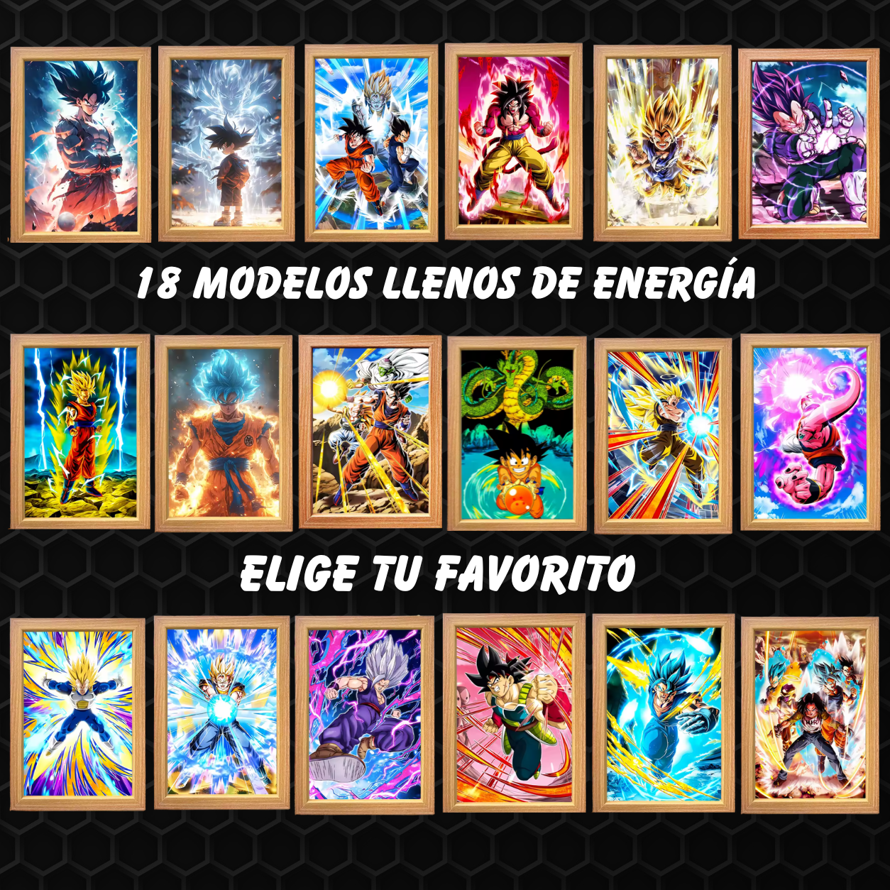 Aura Saiyan LED - Cuadro Luminoso con Efecto Transformación