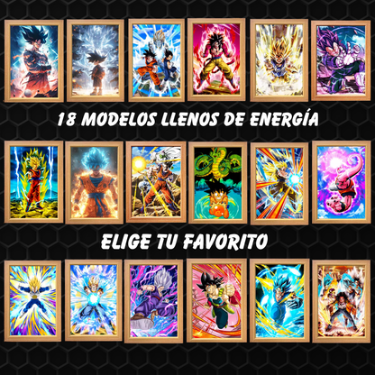 Aura Saiyan LED - Cuadro Luminoso con Efecto Transformación