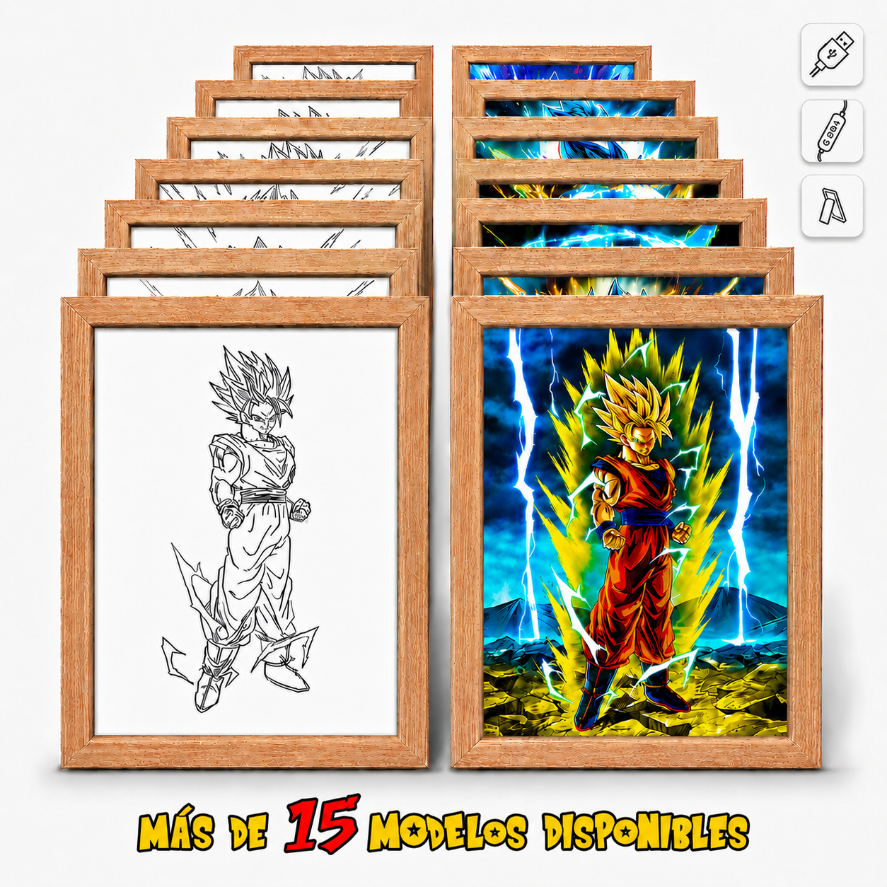 Aura Saiyan LED - Cuadro Luminoso con Efecto Transformación