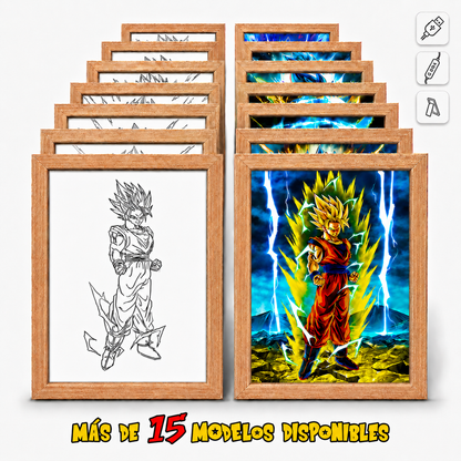 Aura Saiyan LED - Cuadro Luminoso con Efecto Transformación