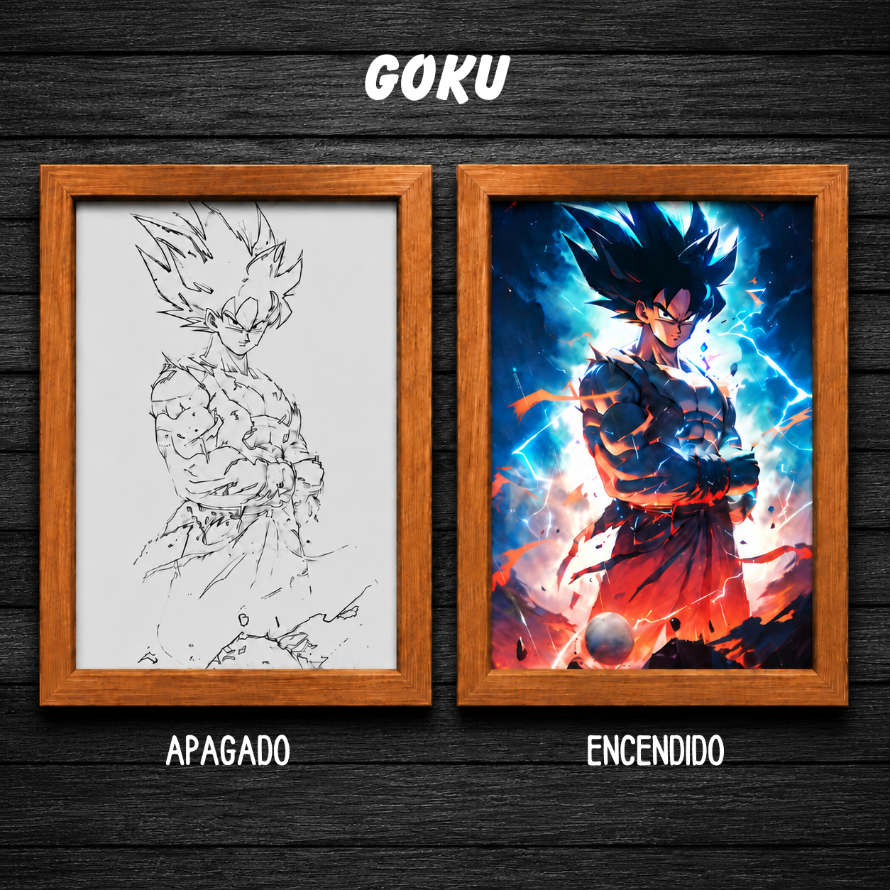 Aura Saiyan LED - Cuadro Luminoso con Efecto Transformación