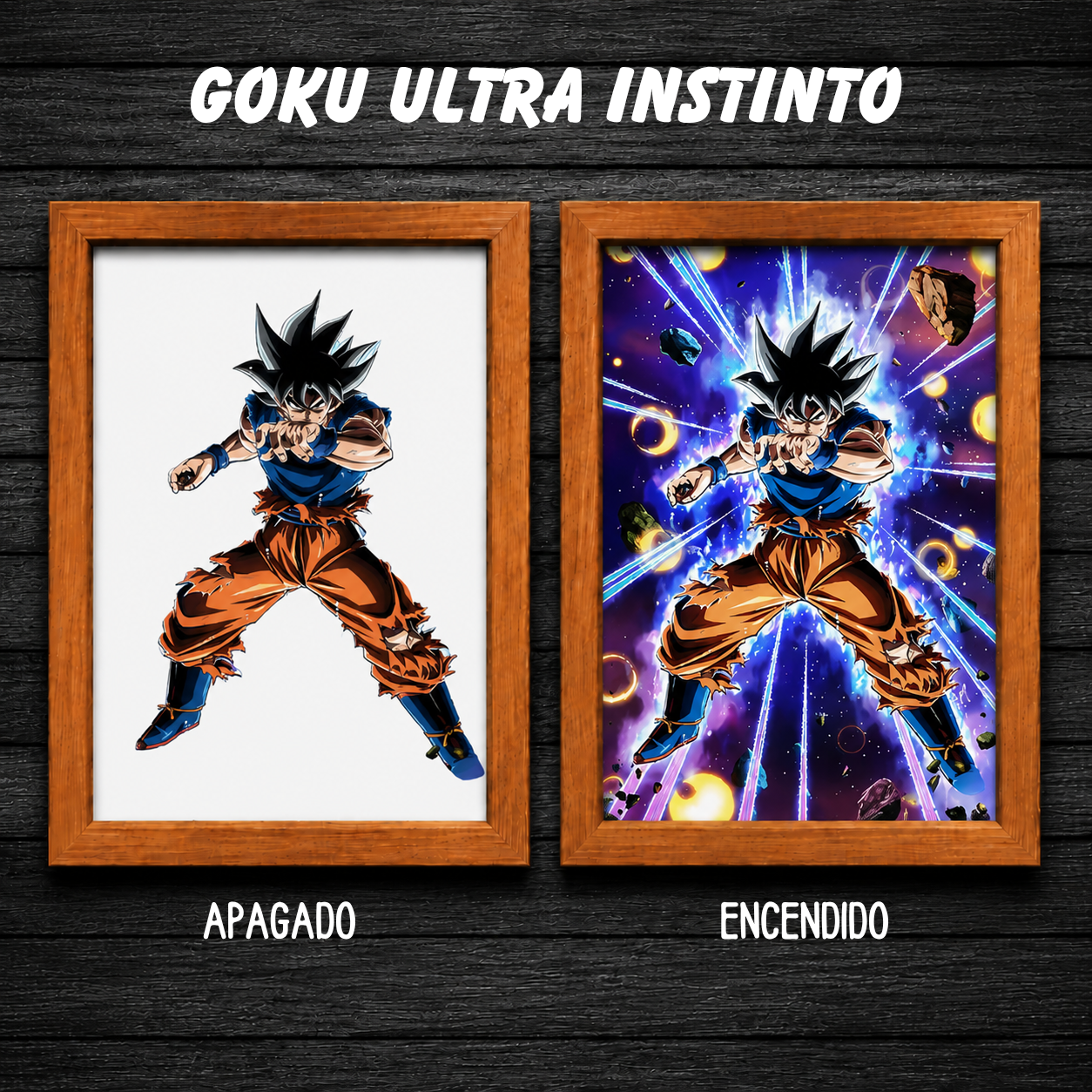 Aura Saiyan LED - Cuadro Luminoso con Efecto Transformación