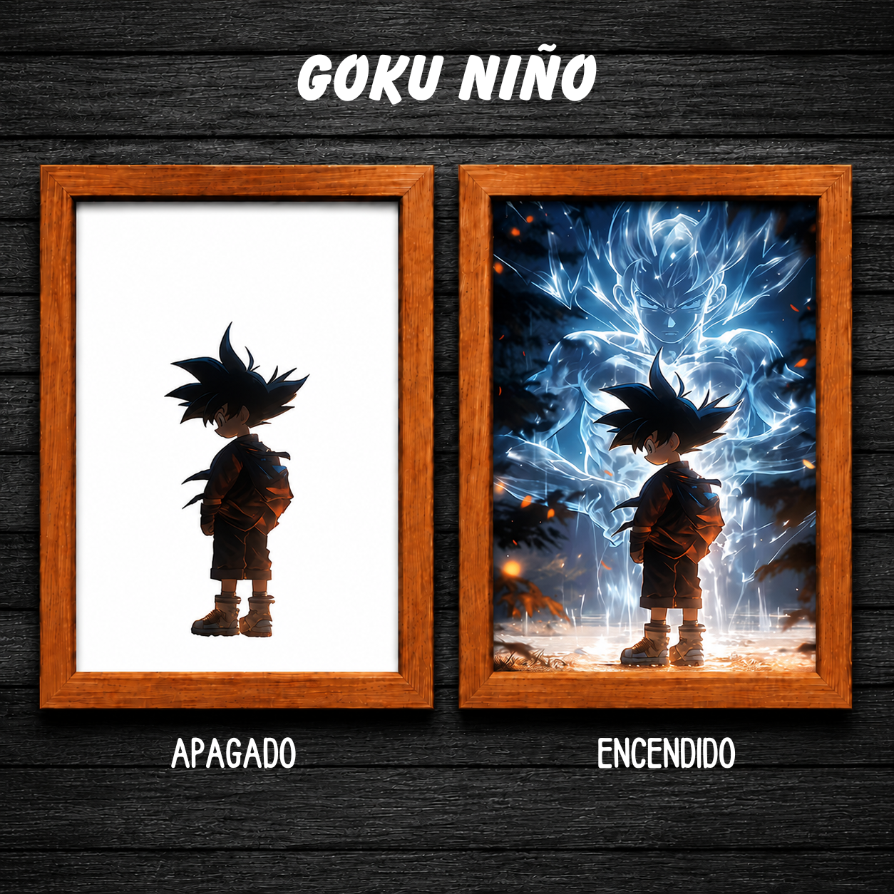 Aura Saiyan LED - Cuadro Luminoso con Efecto Transformación