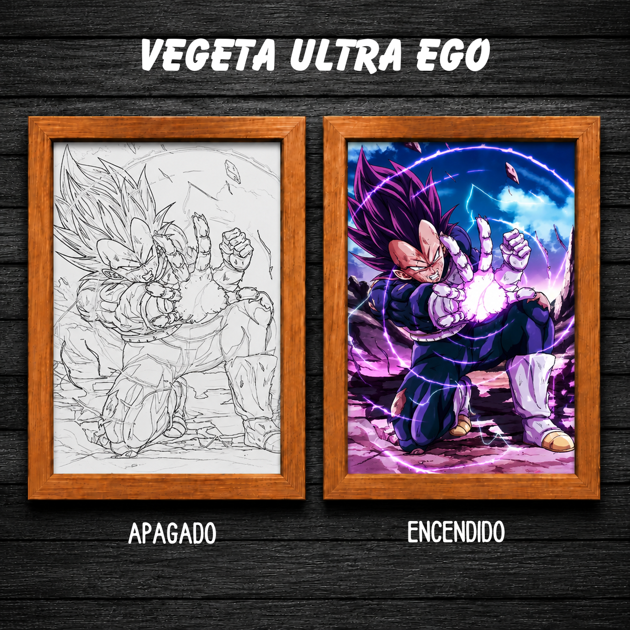 Aura Saiyan LED - Cuadro Luminoso con Efecto Transformación