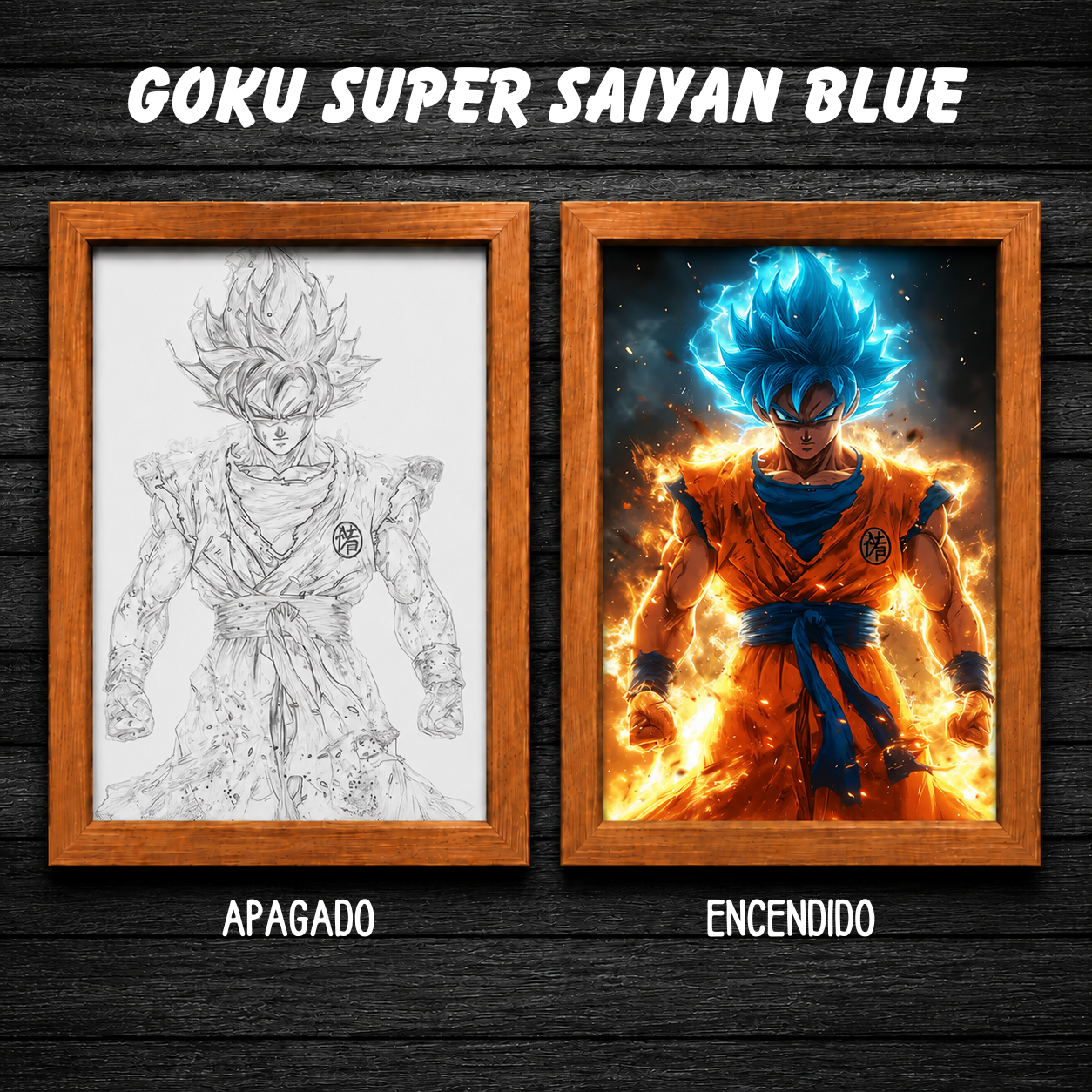 Aura Saiyan LED - Cuadro Luminoso con Efecto Transformación